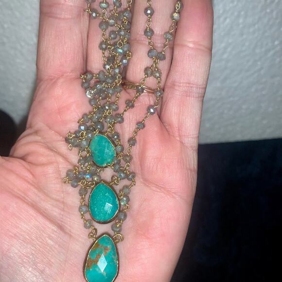 NEW RACHEL REINHARDT RUSSIAN AMAZONITE & LABRADORITE TRIPLE NECKLACE - Picture 4 of 7